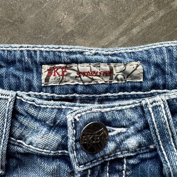 Buckle BKE Denim Starlite Jean Shorts Women's Blue Stretch Cutoff Distressed - Picture 3 of 11